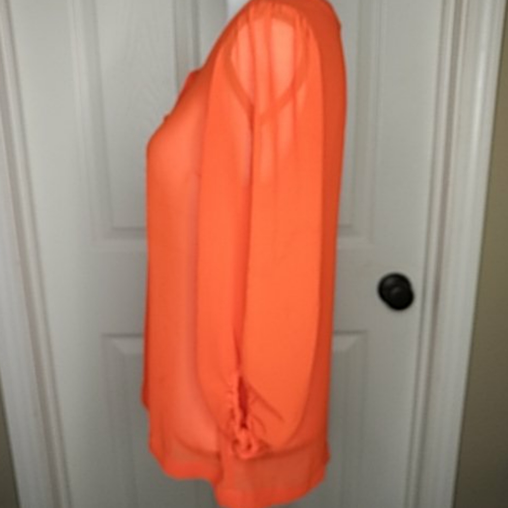 Sofia Vergaro Orange Sheer Top Sz. S - Picture 2 of 5